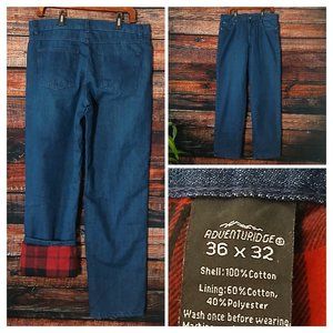 Adventuridge Flannel Lined Jeans Size 36X32 Straight Dark Blue Denim Mens
